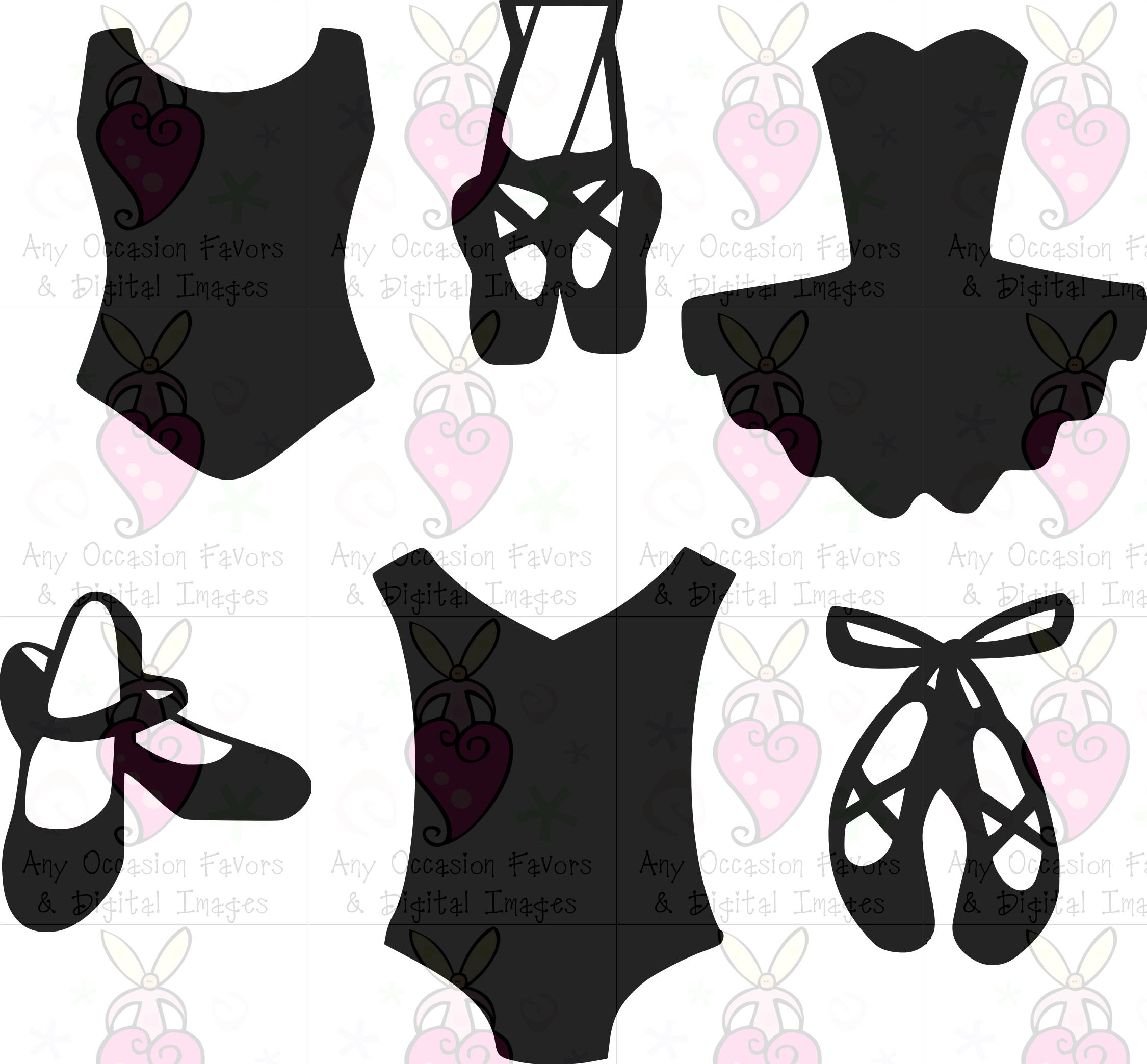 Dance Elements, Tutu, Leotard, Tap Shoes, Ballet Shoes, SVG, PNG, FCM