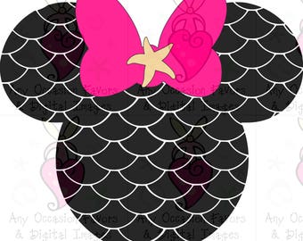 Minnie Mouse Mermaid Head SVG