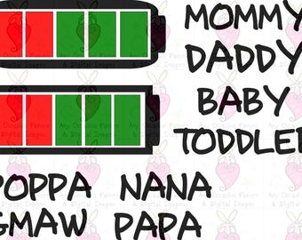 Mommy Daddy Baby Battery svg