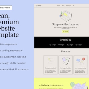 Landing Page Website Template, Framer Website, No Code Template, Premium Marketing Page