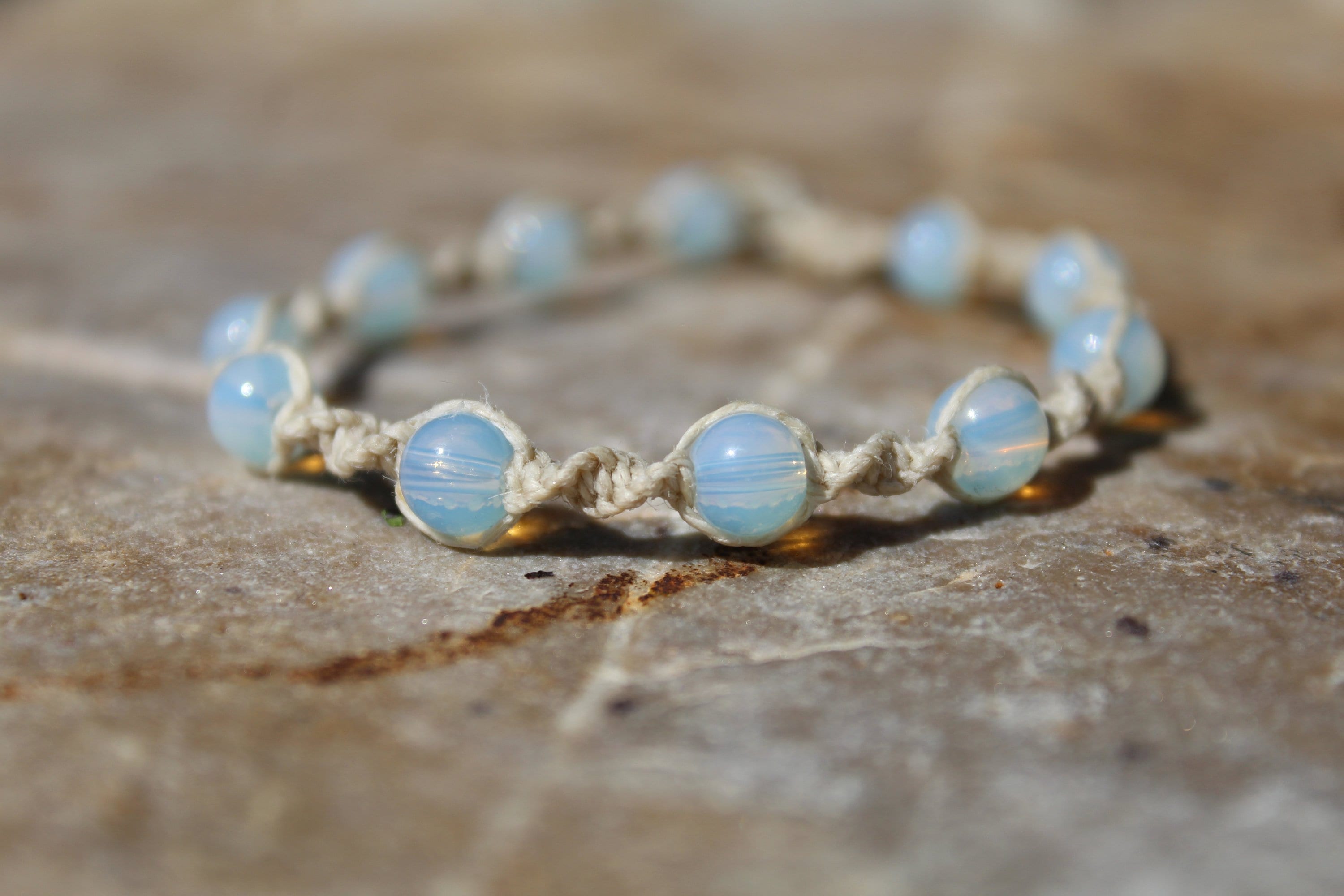 Opalite Hemp Bracelet Healing Gemstones Macrame Crystal Etsy