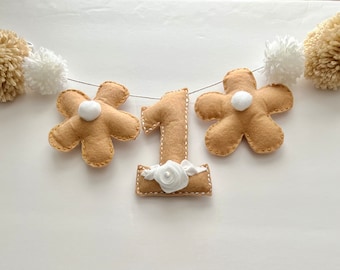 1st Bday Pink Daisy highchair Banner Highchair Garland First Birthday Birthday Daisy Pink Daisy Birthday Highchair Birthday Pink