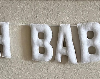 Hand Stitched Felt Baby Banner: Nursery Garland, Baby Shower Decor