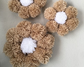 Pom Pom Daisy Wall Decor - Neutral Nursery Hanging