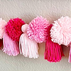 Pink PomPom Tassel Banner: Barbie Pink Room Decor