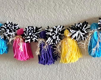 School Classroom Banner Teacher Garland with PomPoms & Tassels