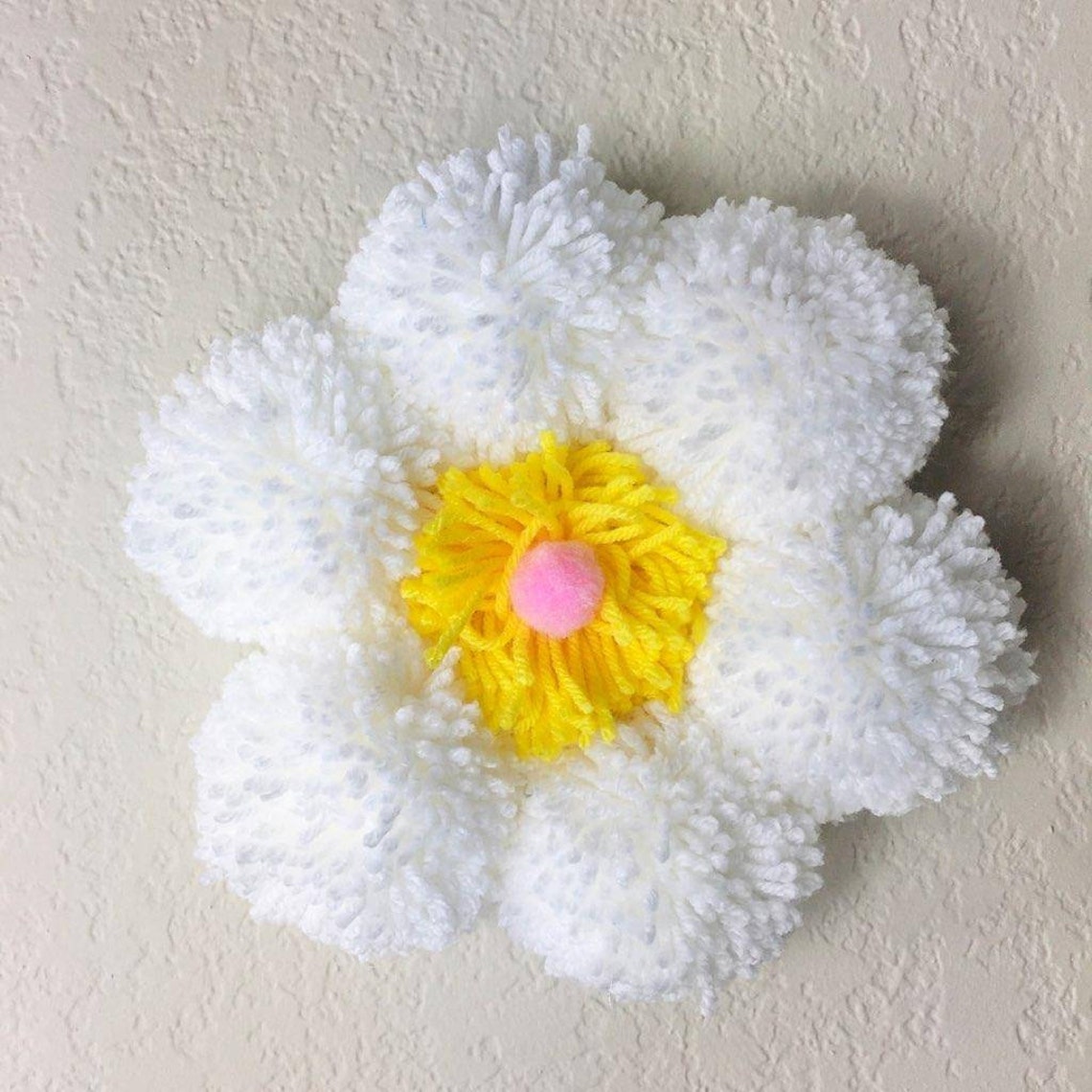 Pom Pom Daisy Wall Flower Etsy