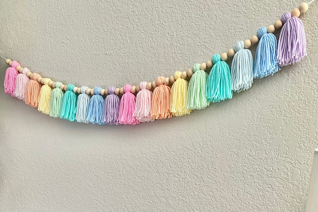 Pastel Rainbow Banner//pastel Tassel Garlandpastel Nurserypastel Banner ...