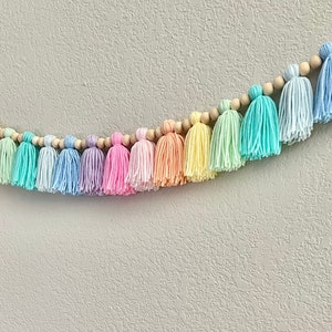 Pastel Rainbow Banner//pastel rainbow garland•Pastel Nursery•pastel banner• Pastel Girls Room•Pastel Tassel Garland•pastel girls room•paste