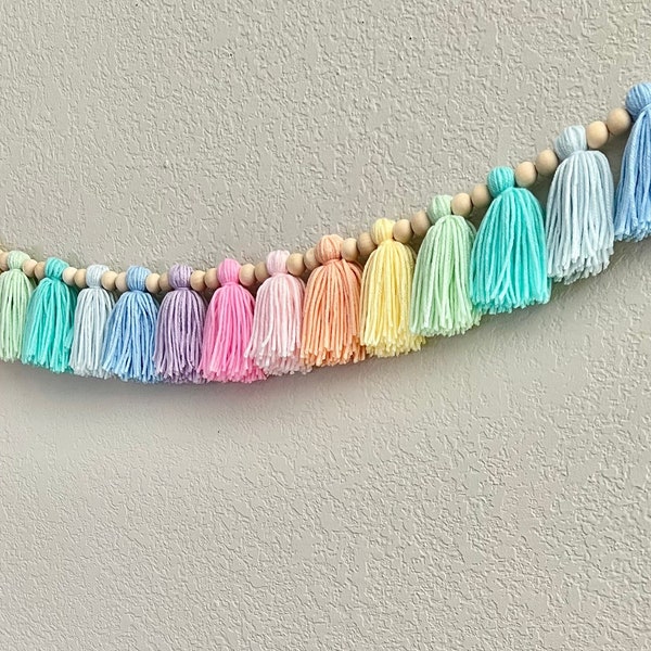 Pastel Rainbow Banner//pastel rainbow garland•Pastel Nursery•pastel banner• Pastel Girls Room•Pastel Tassel Garland•pastel girls room•paste