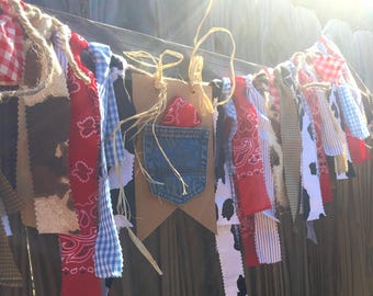 Cowboy Western Fabric Banner Farm Banner Country Farmhouse Garland Cowboy Theme Banner Cowboy Country Nursery Cowboy Western theme Banner