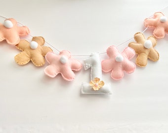 1st Bday Pink Daisy highchair Banner Highchair Garland First Birthday Birthday Daisy Pink Daisy Birthday Highchair Birthday Pink