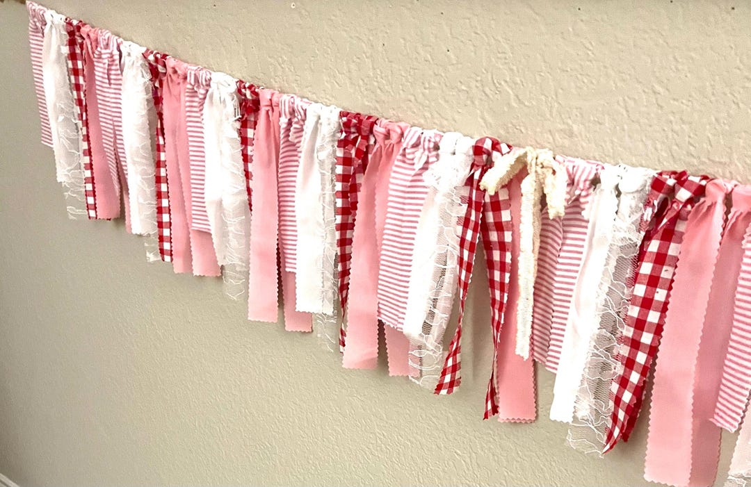 Gingham Red Fabric Banner Red Gingham Banner Strawberry Shortcake ...