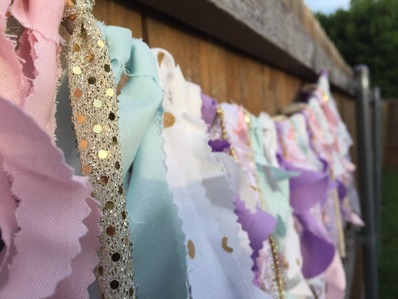 Pastel Pink Gold Strip Accents Pastel Blue Pastel Purple White Lace Gold Sequin Fabric Gold and White Polka Dot Print
