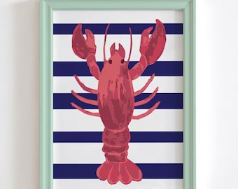 Illustrations graphiques de homard avec des rayures - téléchargement d'impression d'oeuvres d'art numériques