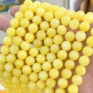 yellow Mountain Jade smooth round Beads,Candy Jade Beads 15&quot; strand DIY Accessories 4mm 6mm 8mm 10mm 12mm