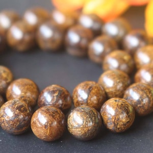 Natural Genuine Bronzite Gemstone Round Beads,6mm 8mm 10mm 12mm Natural Bronzite Beads,Gemstone beads supply.15&quot; strand