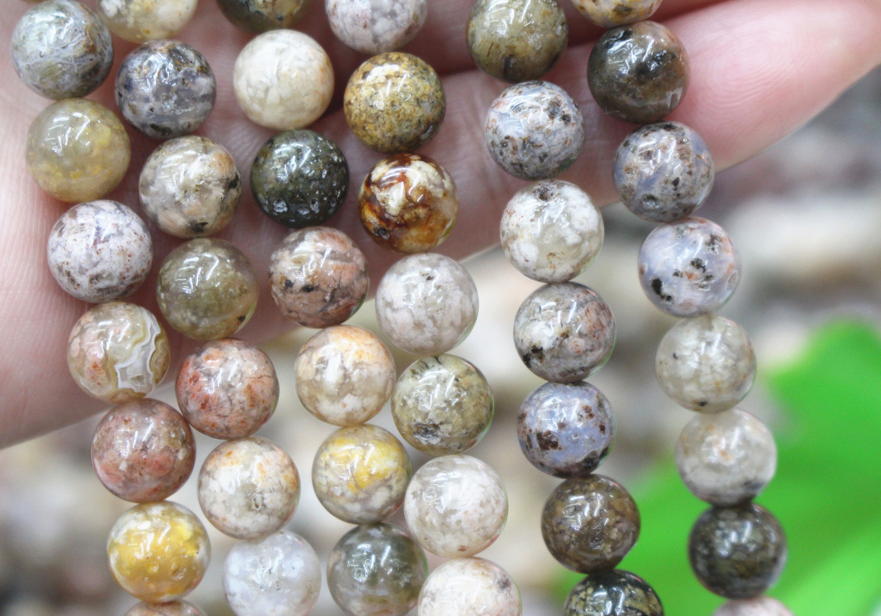 Natural pink moss agate Beads 8mm 10mm smooth round gemstone | Etsy