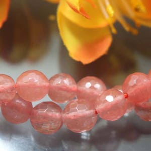 Natural 128 Faceted Cherry Quartz Round Beads,Cherry Quartz Beads supply.15&quot; strand, 6mm 8mm 10mm 12mm