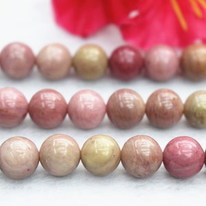 Natural Pink Rhodonite Gemstone Smooth Round Beads,6mm 8mm 10mm 12mm Natural Gemstone beads supply.15&quot; strand DIY Accessories