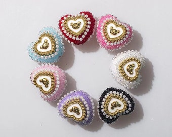 5pcs 24.6x27.5mm Rhinestone Sugar Bubblegum Bead,Bubble Gum Bead,Heart-shaped Chunky Beads Resin Beads in Bulk for Pen Colors to choose from