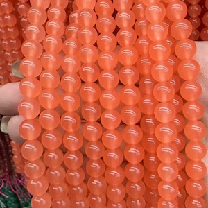 オレンジ翡翠ラウンドビーズ、4 mm 6 mm 8 mm 10 mm 12 mm天然キャンディ翡翠ビーズ供給。15インチストランドDIYアクセサリー