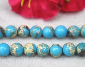 Synthetic Sea Sediment Jasper Beads,6mm 8mm 10mm 12mm Blue Sea Sediment Jasper Beads,Gemstone Beads supply,15" strand