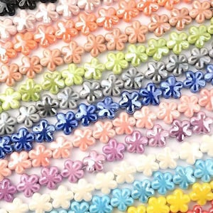 20pcs green pink blue purple Ceramic Porcelain Loose Beads Shiny Glazed Flower Shape Bead,12mm 18mm Colors to choose from DIY Accessories