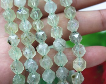 Natural Faceted Prehnite Nugget Beads,6mm 8mm 10mm Star Cut Faceted Prehnite beads supply,15" strand