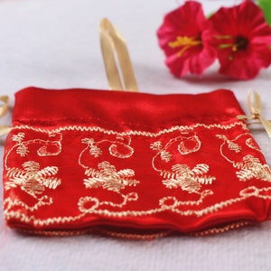 100 pcs Red Drawstring Bags,Gift Bag,Bud silk organza Jewelry Gift Bags wholesale 100x100mm 120x120mm