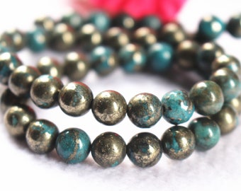 6mm 8mm 10mm 12mm Blue Iron Pyrite Smooth Round Beads,Blue Iron Pyrite Beads,Iron Pyrite beads wholesale.15&quot; strand