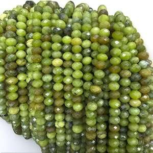 Cuentas redondas de jaspe verde natural, 4 x 6 mm, facetadas, para hilo de 15 pulgadas, accesorios de bricolaje.