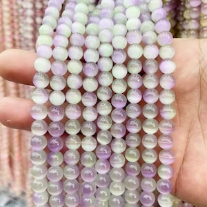 Natural Purple Selenite Smooth Round beads 8mm Natural Gemstone beads supply 15" strand DIY Handmade necklace 2 Strands