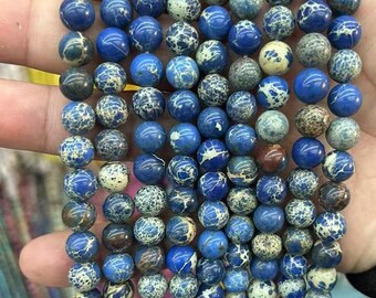 Synthetic Sea Sediment Jasper Beads,6mm 8mm 10mm Blue Sea Sediment Jasper Beads,Gemstone Beads supply 15" strand DIY Accessories