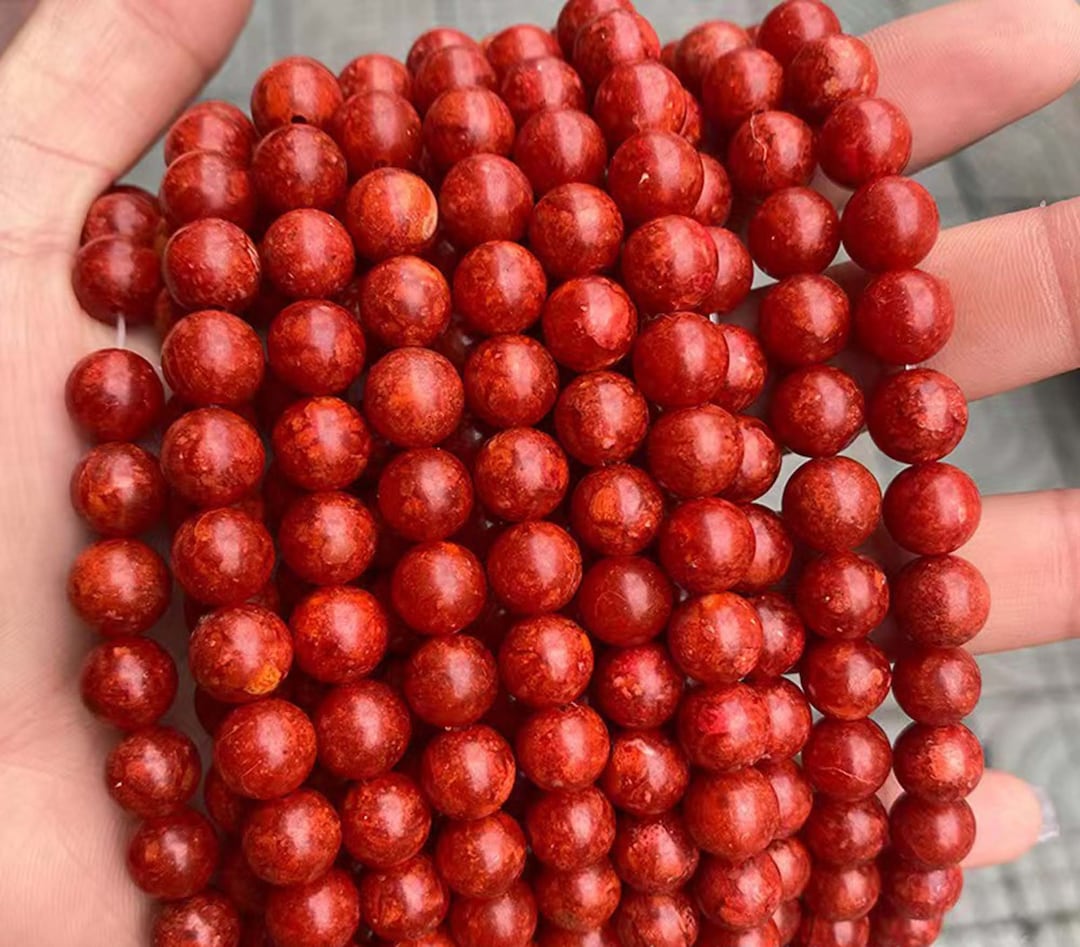 Grass Coral Beads Smooth Round Beads Loose Stone Beads Etsy