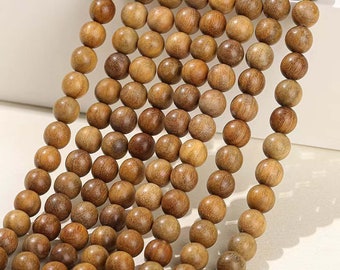 Natural Sandalwood Smooth Round Beads,6mm 8mm 10mm Buddha Beads,Beads supply 15" strand DIY Accessories