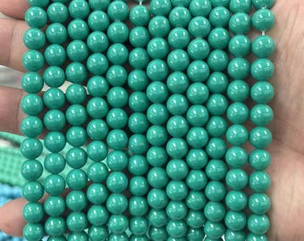 Green Turquoise Smooth Round Beads,Turquoise Beads synthesis Loose stone beads supply 15"strand DIY Accessories  6mm 8mm 10mm