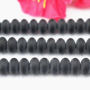 Matte black agate Round Beads,4x6mm 5x8mm Black Onyx Rondelle Beads,Spacer beads wholesale supply,15&quot; strand