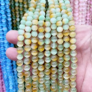 Natural Selenite Smooth Round beads 8mm beads supply 15" strand DIY Handmade necklace, earring accessories 2 Strands