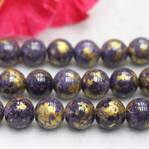 purple gold jade beads,Mountain Jade beads,Malaysian Jade Beads,6mm 8mm 10mm 12mm Smooth Round Beads,Candy Jade Beads 15" per strand