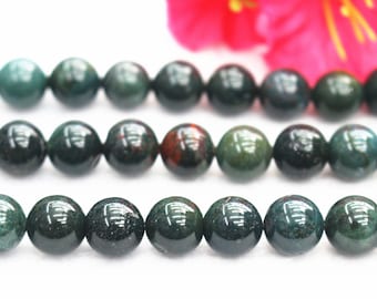 Natural Bloodstone smooth and Round Beads,6mm 8mm 10mm 12mm Bloodstone Beads,Bloodstone Beads wholesale supply,15" strand