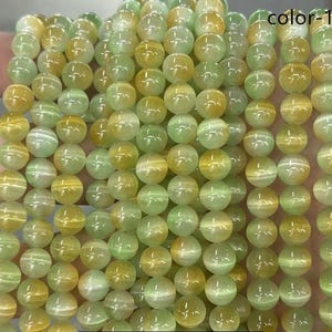 Natural Multicolor Selenite Smooth Round beads 8mm 10mm blue pink Natural gemstone beads supply 15" strand  DIY Handmade necklace  7 colors