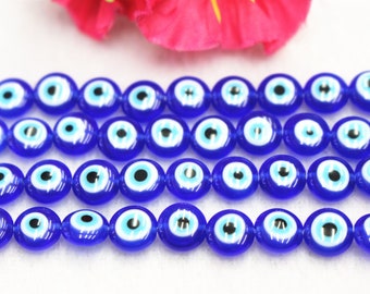 blue Evil Eyes coloured glaze Round Beads,4mm 6mm 8mm 10mm 12mm Evil Eye Beads,Beads wholesale .15&quot; strand