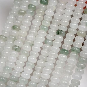 天然グリーン翡翠ロンデルビーズ、5 x 8 mm 天然グリーン翡翠宝石ビーズ 15インチ/連 DIY アクセサリー