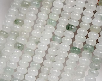 天然グリーン翡翠ロンデルビーズ、5 x 8 mm 天然グリーン翡翠宝石ビーズ 15インチ/連 DIY アクセサリー