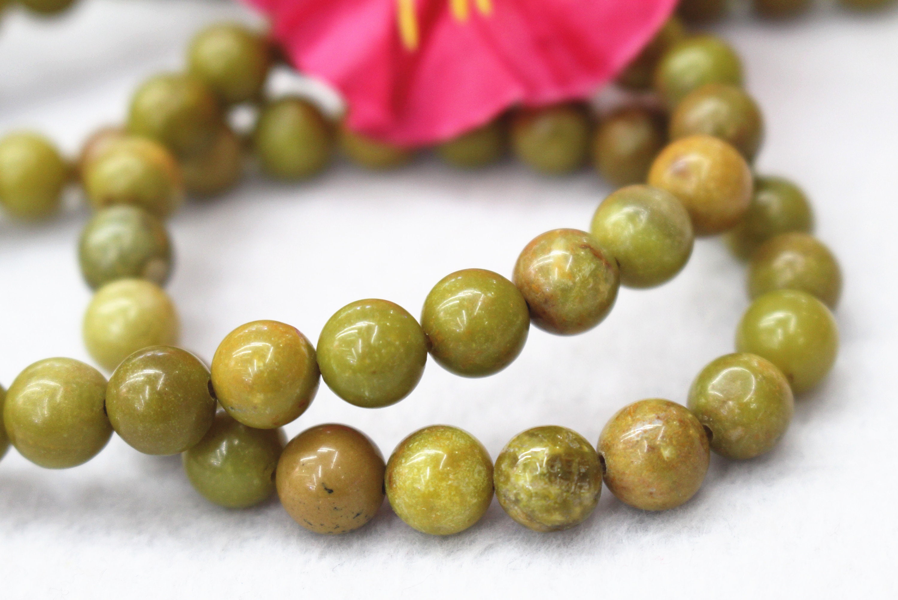 Natural Green Olive Jade Smooth and Round Beads6mm 8mm 10mm | Etsy