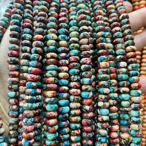 natural multicolor Sea Sediment Jasper Rondelle Beads,beads wholesale supply,15&quot; strand DIY Handmade necklace,earrings 5x8mm