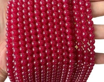 Perles rondes lisses rubis rouge naturel Perles de pierres précieuses rouges sur fil 15 pouces Accessoires de bricolage 2 mm 3 mm 4 mm 5 mm 6 mm 8 mm 10 mm 12 mm