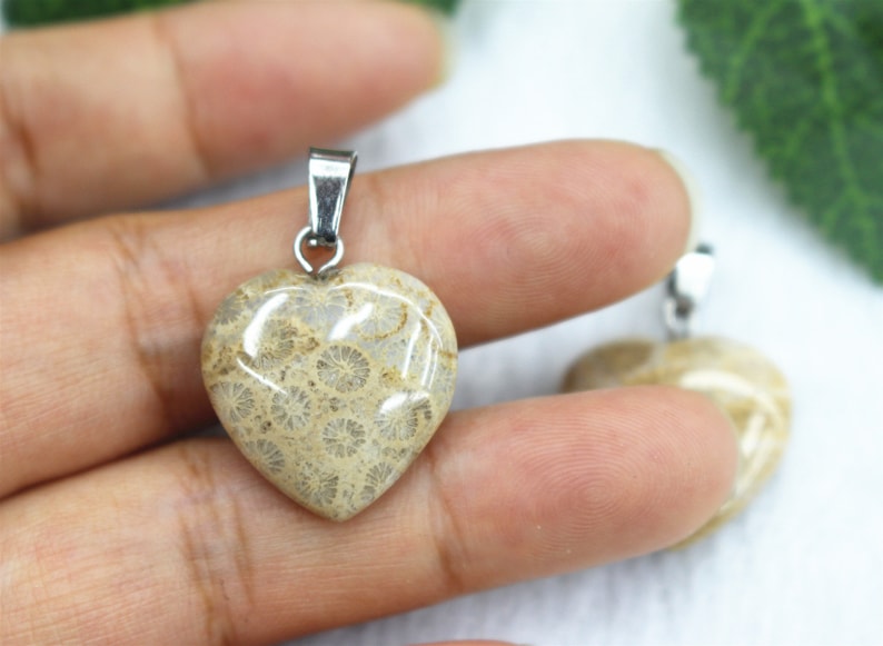 5pcs Fossil Coral Pendant 20mm Pillar Point Pendant Necklaces,Fossil Coral heart Pendant Handmade Jewelry Column Pendant,Pendants wholesale