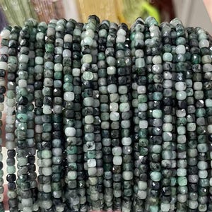 Natural Green Emerald Faceted square Beads Natural Loose stone bead supply 15&quot;strand  DIY Accessories  4mm